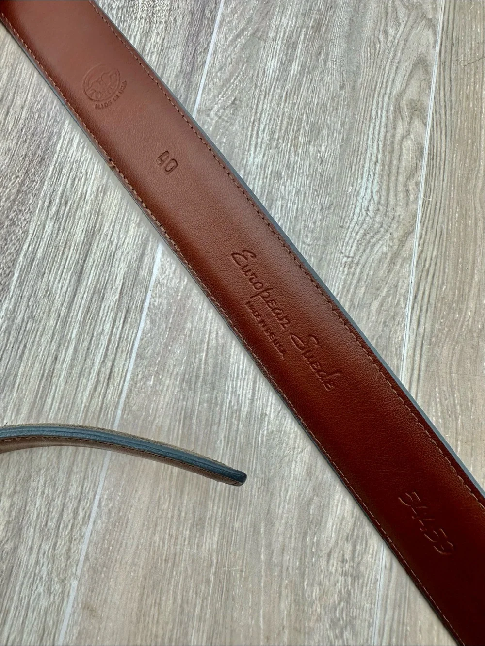 Torino Leather Company European Slate Gray Suede Belt 54459 Made In USA Size 40